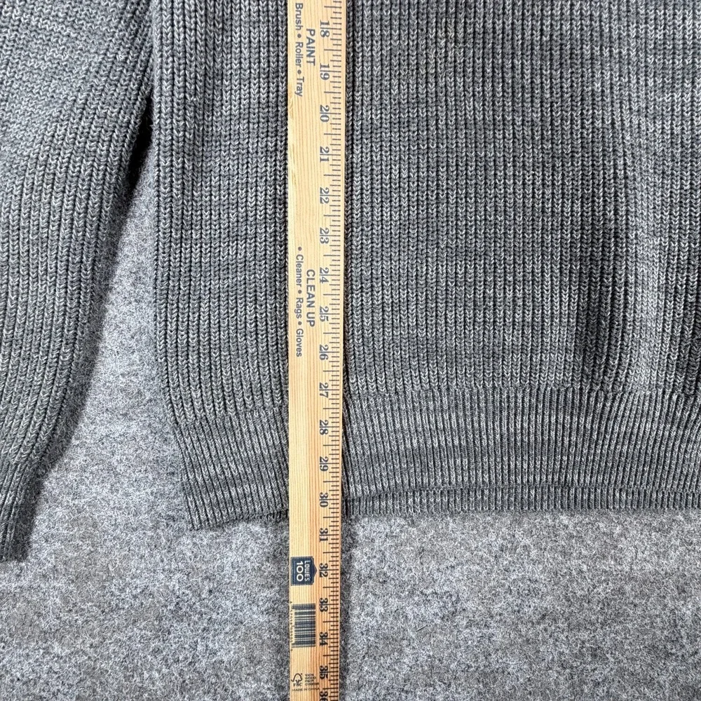Banana Republic Sweater Mens Medium Heathered Gray Cotton Tight Knit Ribbed Snap